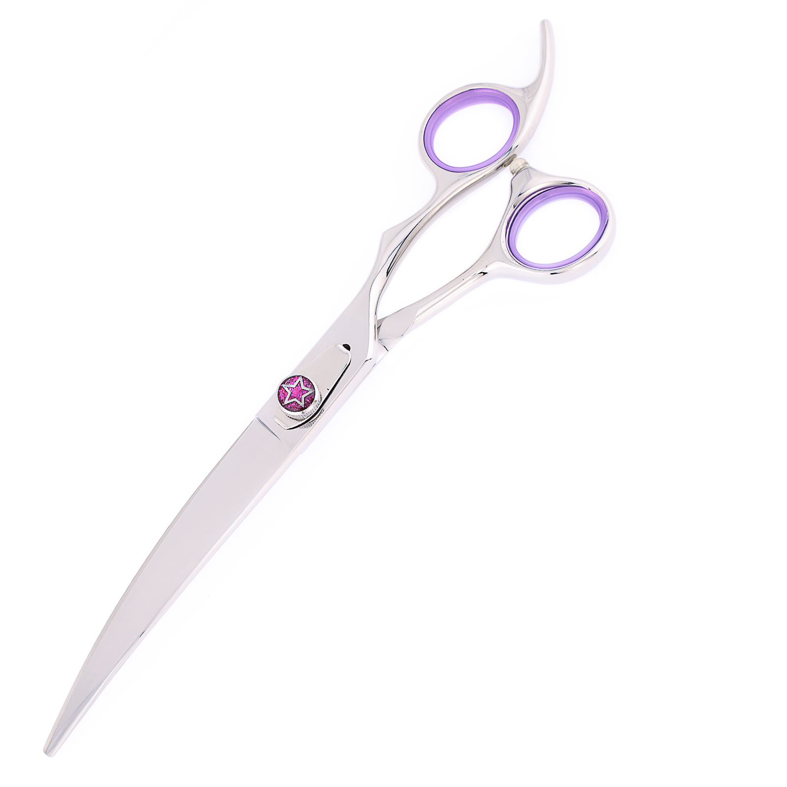 Titan Shears – Hoshi Silver & Purple Curve Shears 7.5” image 1
